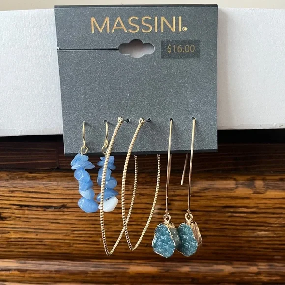Elegant Blue and Gold Earrings Collection - Picture 1 of 4